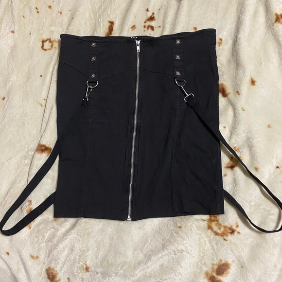 Lip Service Dresses & Skirts - Lip Service Black Pencil Skirt with Front Zipper, Stud Details, Original Straps